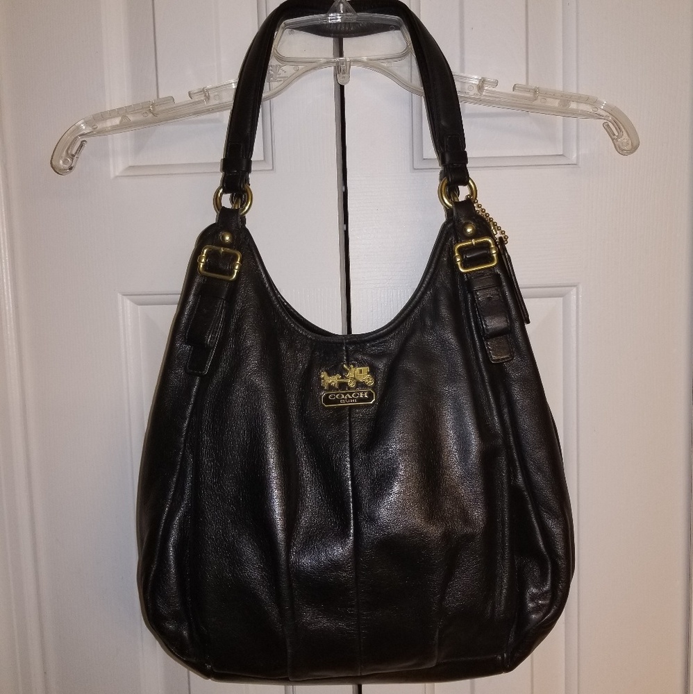 Coach Madison Maggie black leather handbag